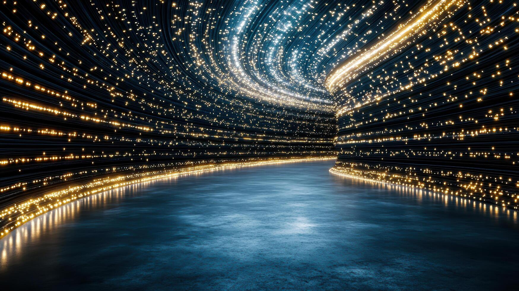 mesmerizing digital symphony of lights and motion in vibrant tunnel photo