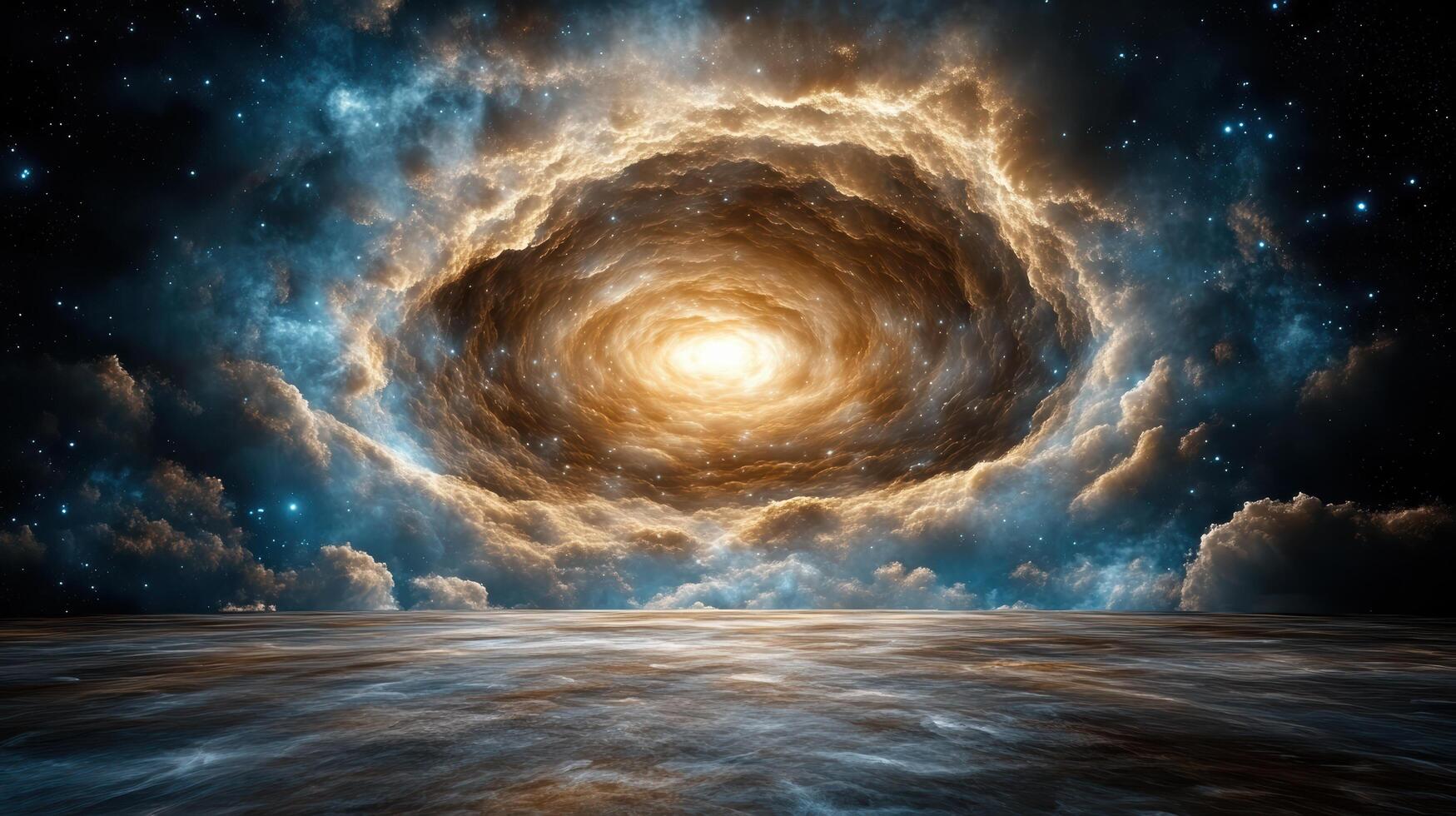 cosmic swirl of vibrant colors and swirling clouds creates mesmerizing scene photo