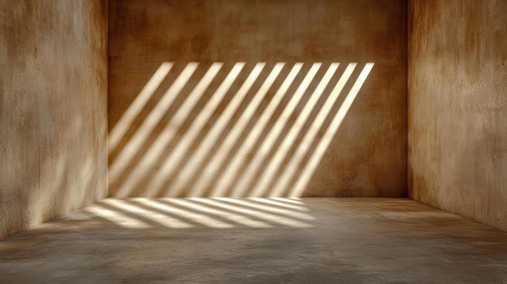 Ethereal light patterns create depth in textured, empty room photo