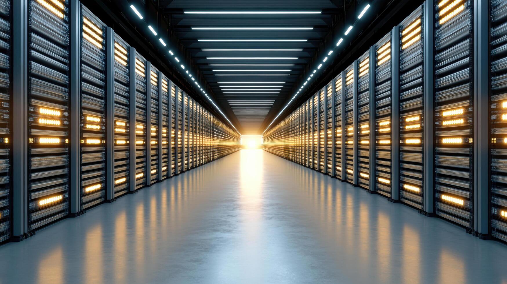 modern warehouse with automated inventory management systems, showcasing bright lights and photo