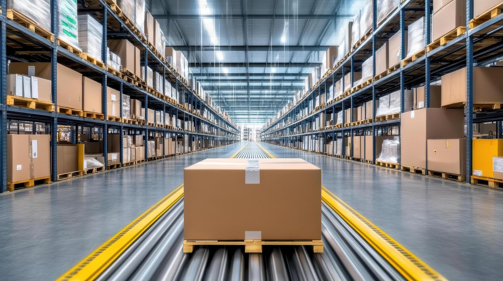 Efficient automated material handling in distribution warehouse photo