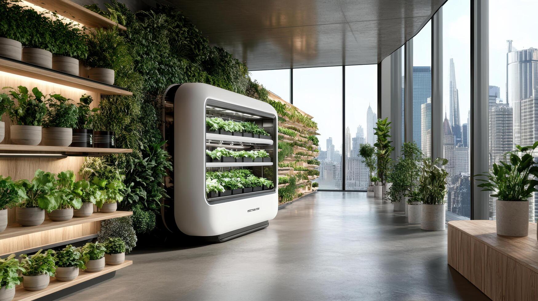 A vertical garden with plants on the walls photo