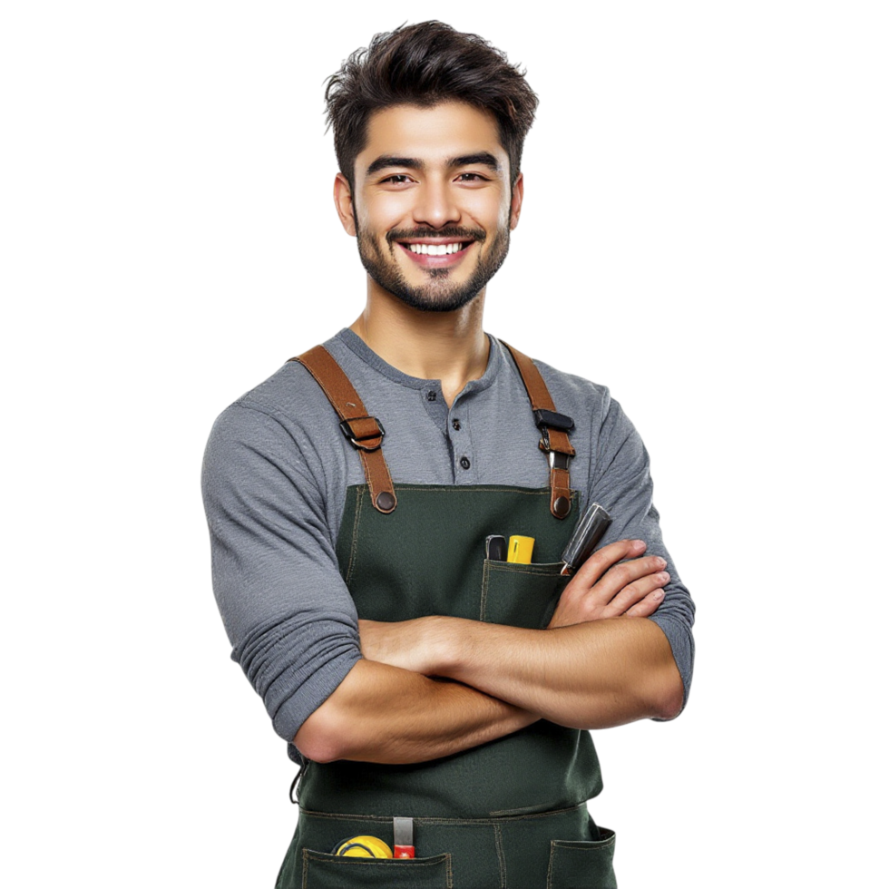 A man in an apron smiling png