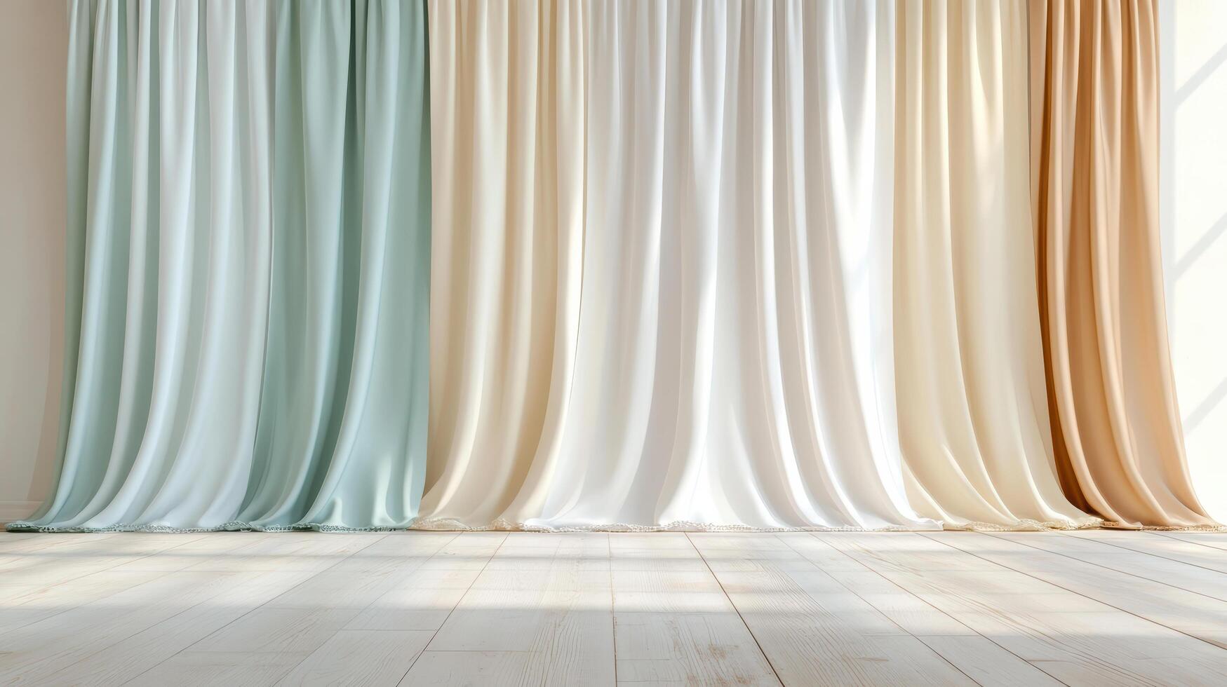 Elegant curtains with gradient effect in soft colors create serene atmosphere photo