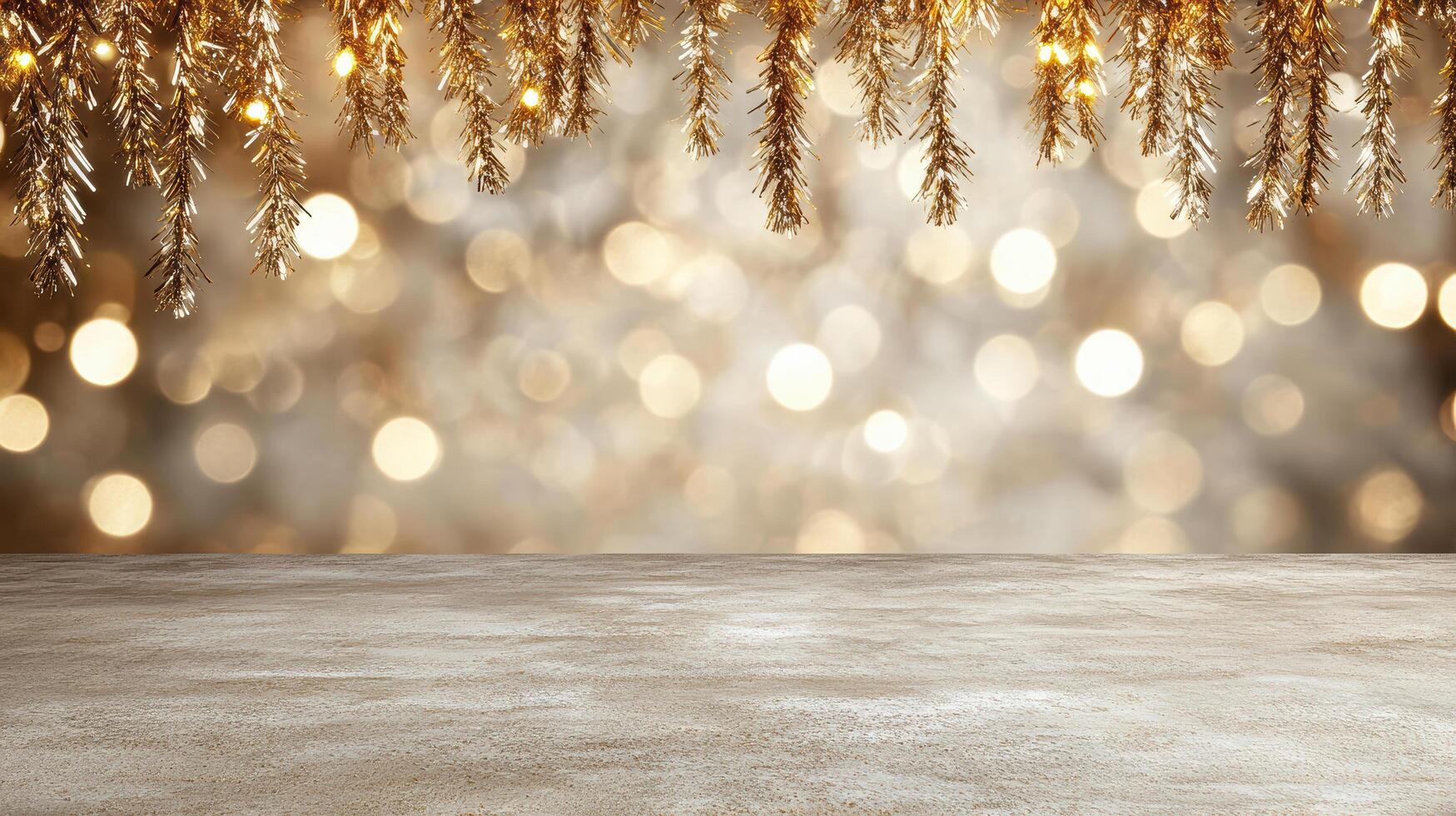 Gentle golden glimmers in dreamy abstract bokeh background photo