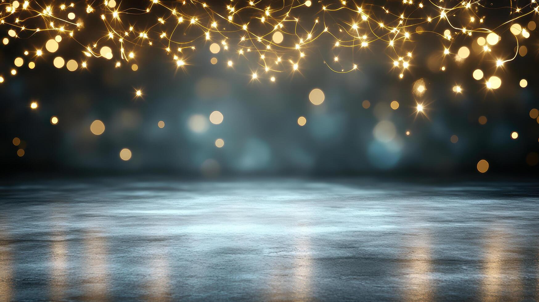 Bright bokeh lights create magical atmosphere in serene setting photo