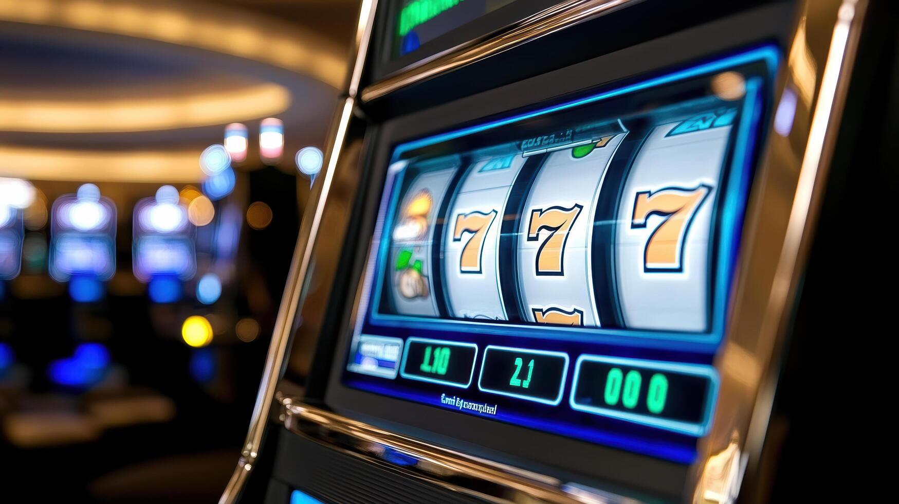 close up of slot machine screen displaying big win with vibrant colors photo