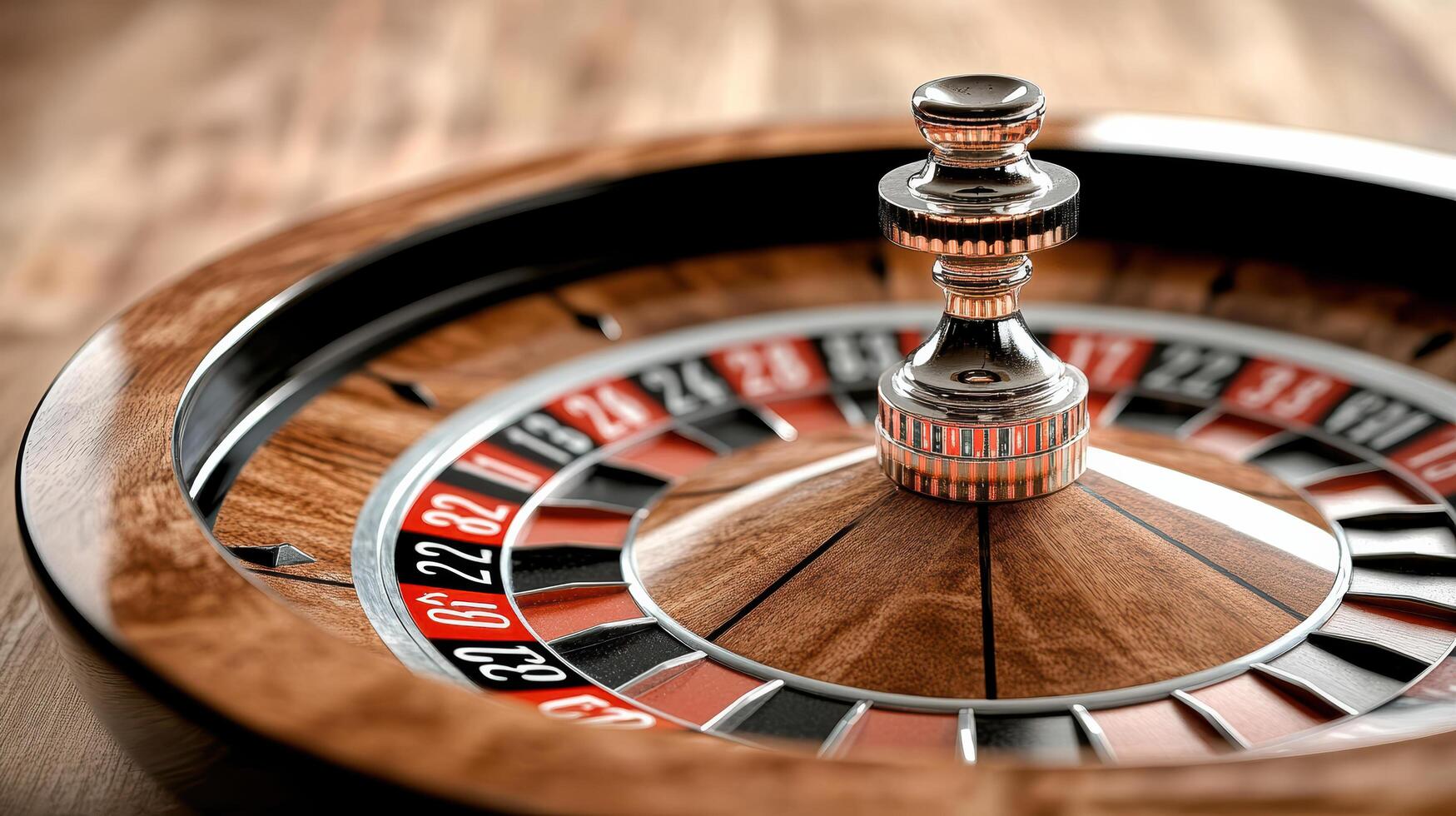 close up of roulette wheel showcasing ball in motion, creating excitement photo