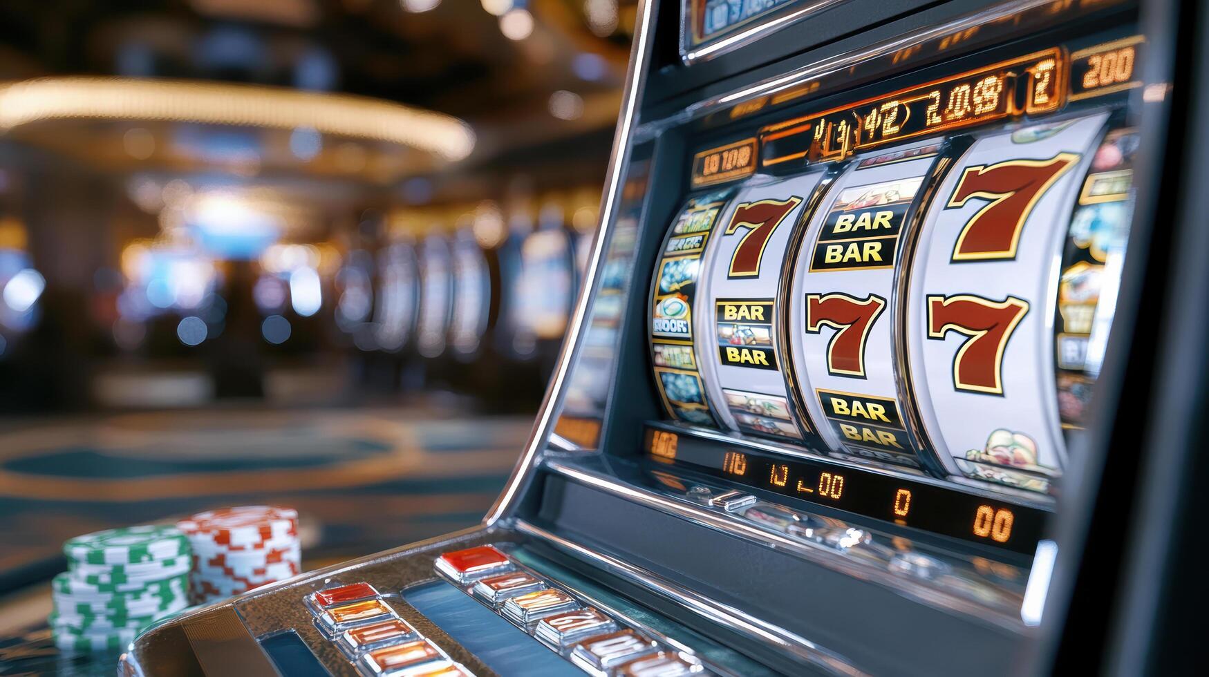 close up of slot machine screen displaying big win with vibrant graphics photo