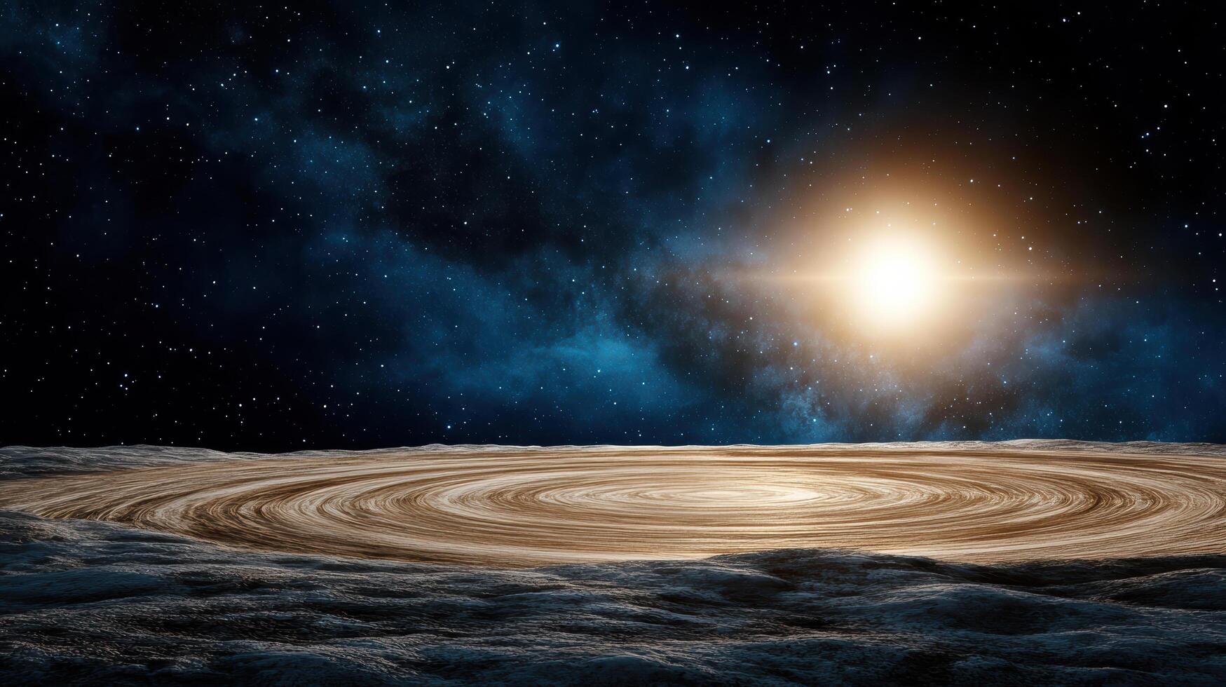 stunning view of planet with rings and bright star in background photo