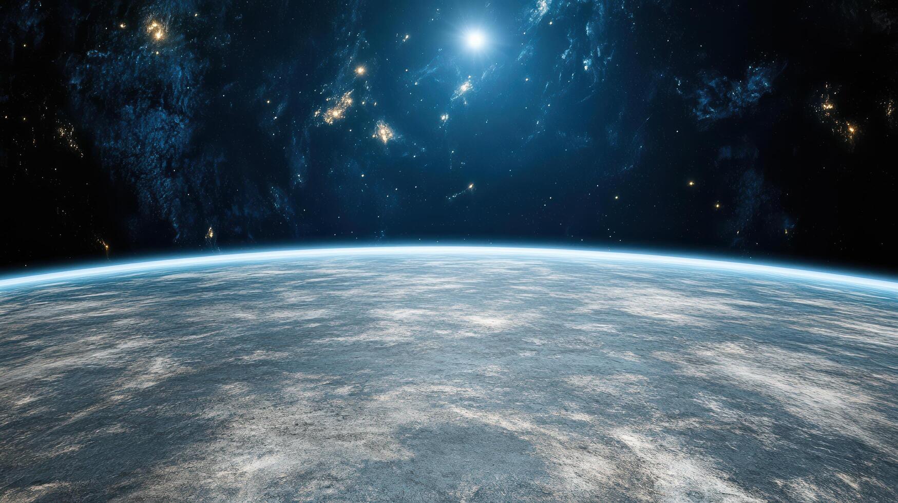 stunning view of Earth from space, showcasing atmosphere and distant stars photo