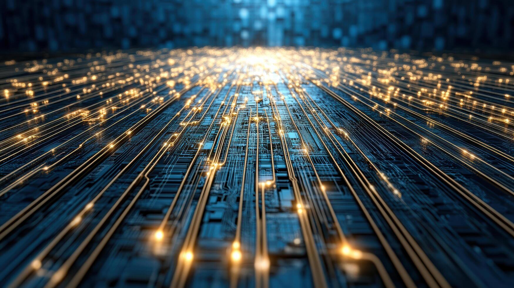 A computer chip with lights shining on it photo