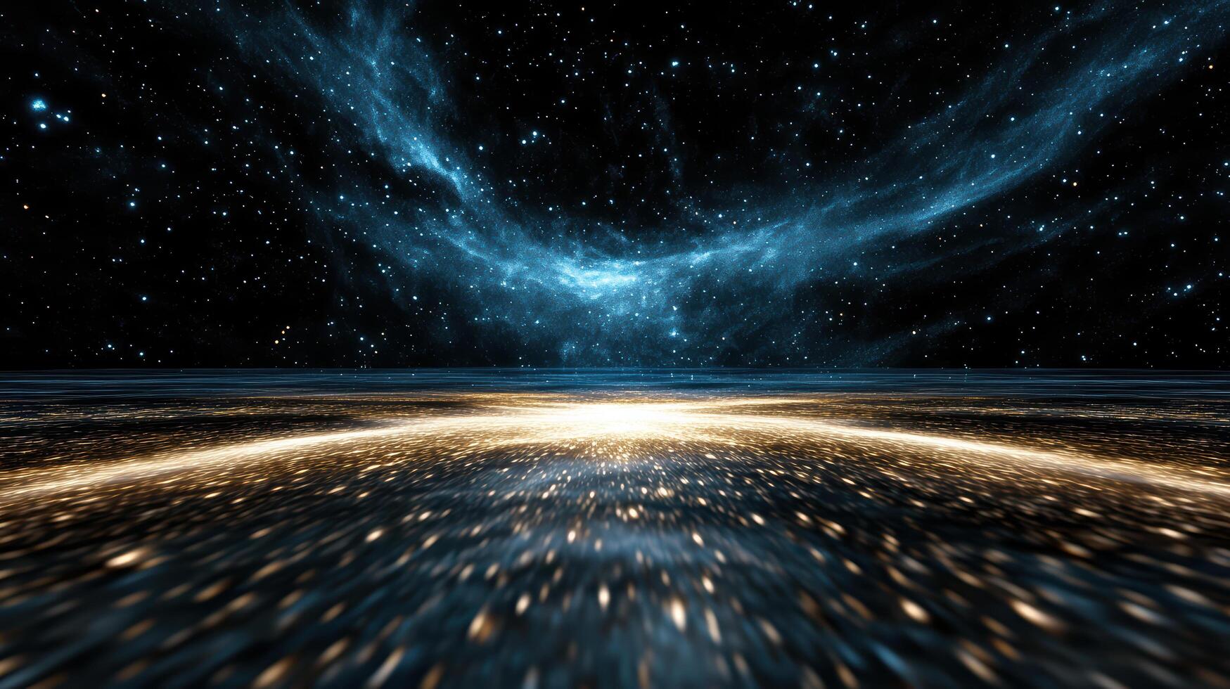 A space background with a bright star and a road photo