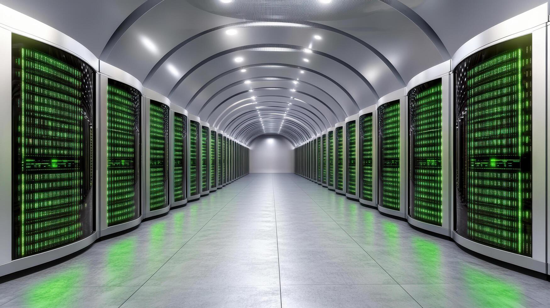 A long row of servers in a data center photo