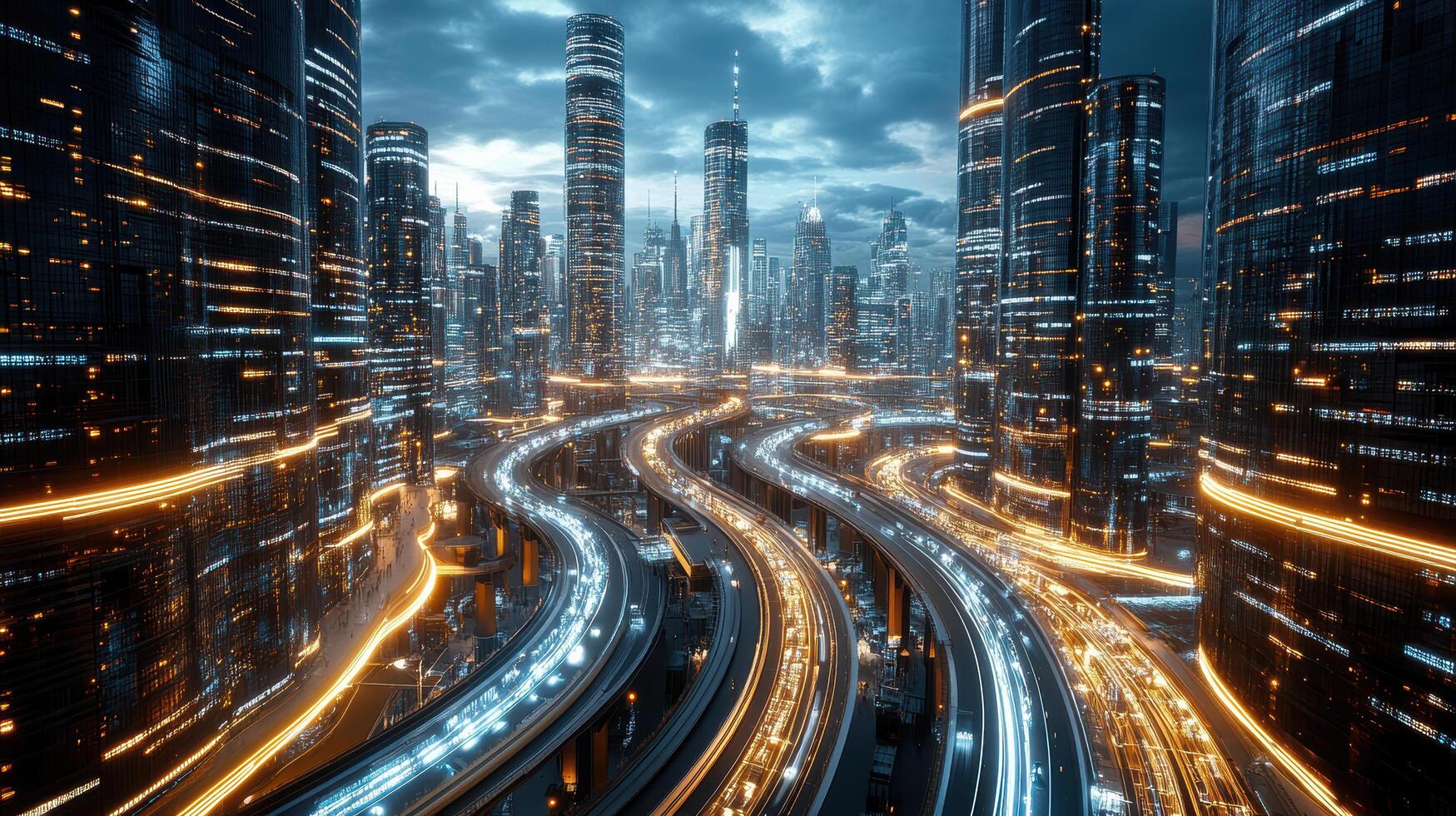 A city with traffic lights and buildings in the background photo