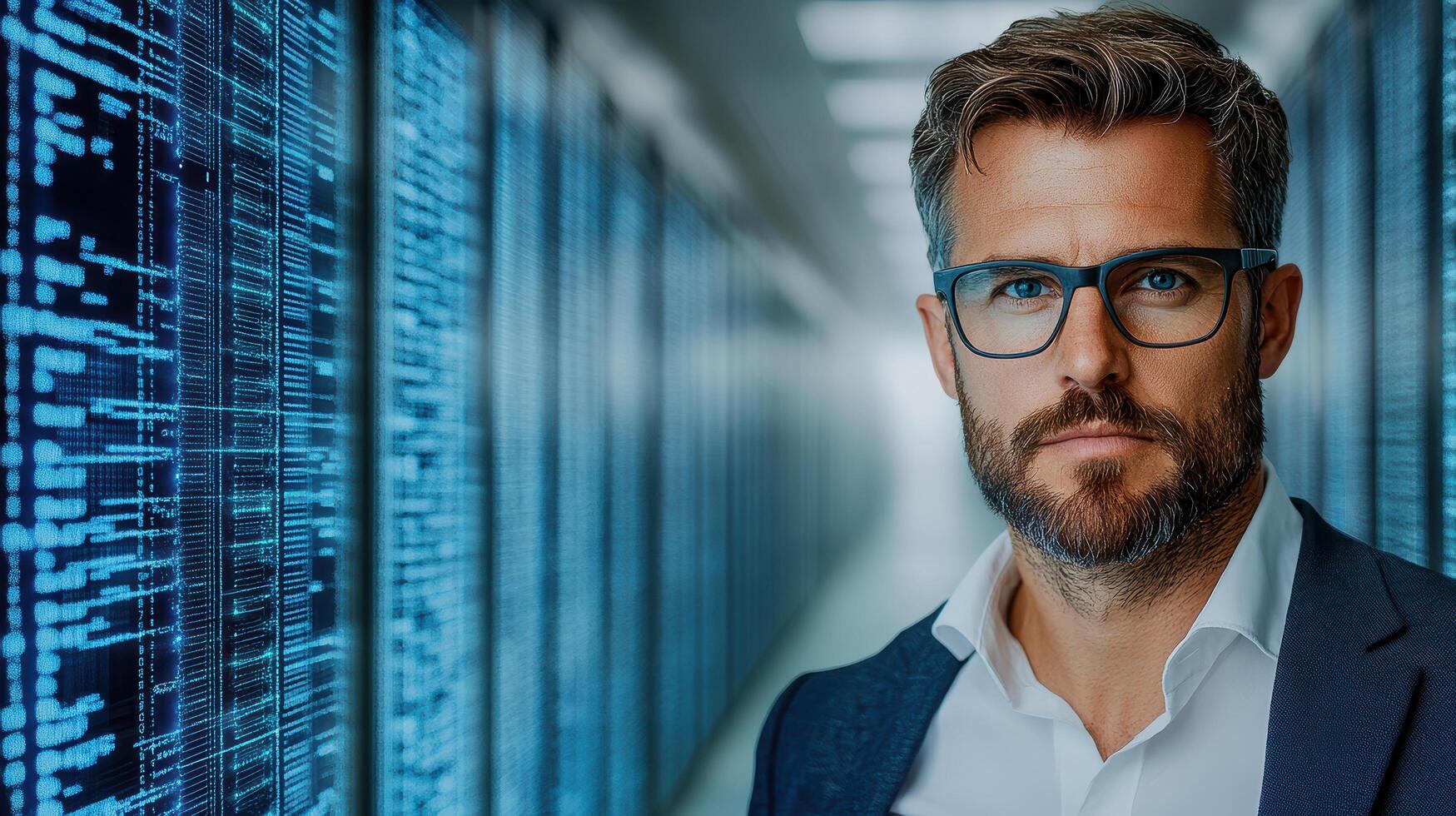 Secure IT professional in data center, ensuring client data safety photo