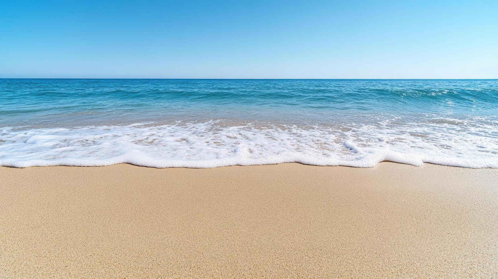 serene beach scene with gentle waves lapping at sandy shore photo