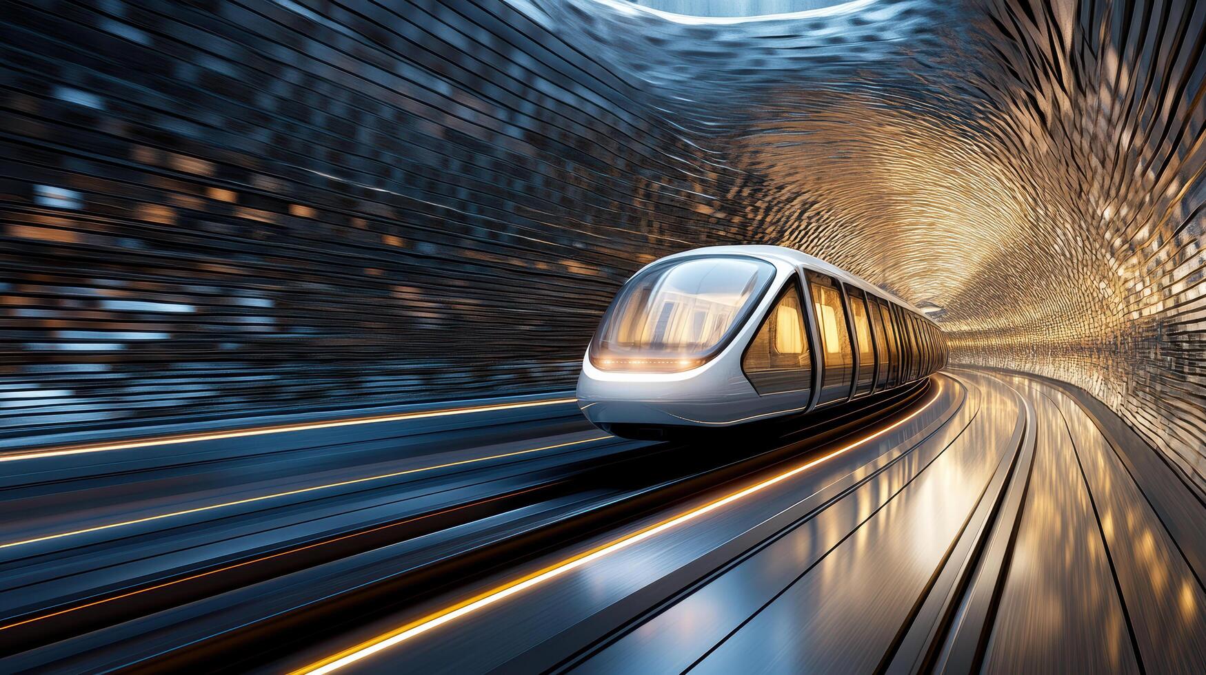 A train is moving through a tunnel photo