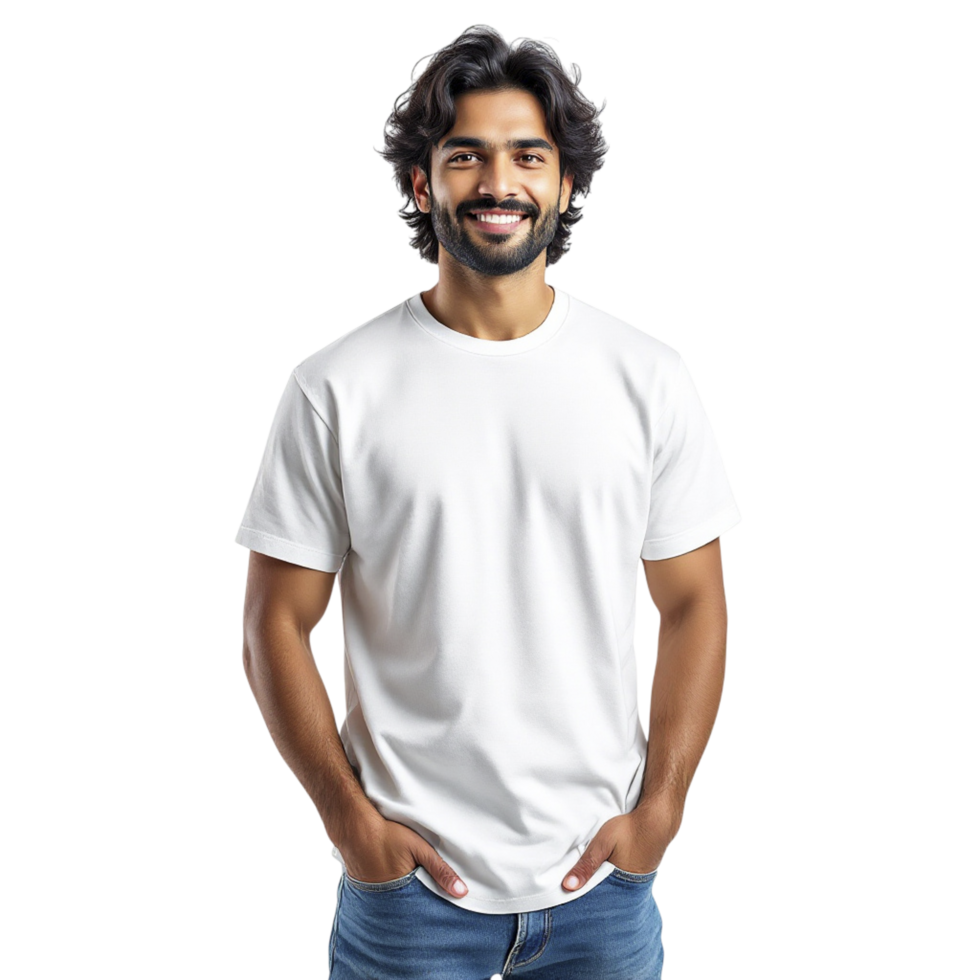 Man in white t-shirt standing with hands on hips png