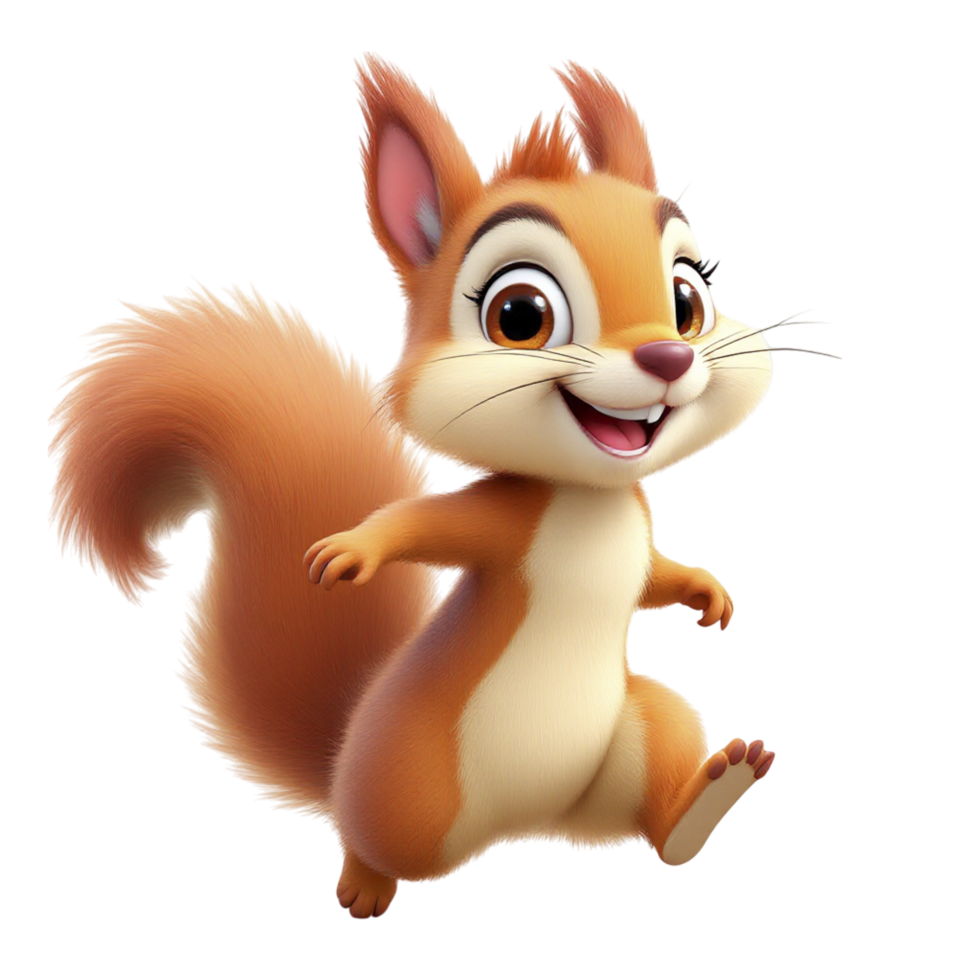 A cartoon squirrel running and smiling png