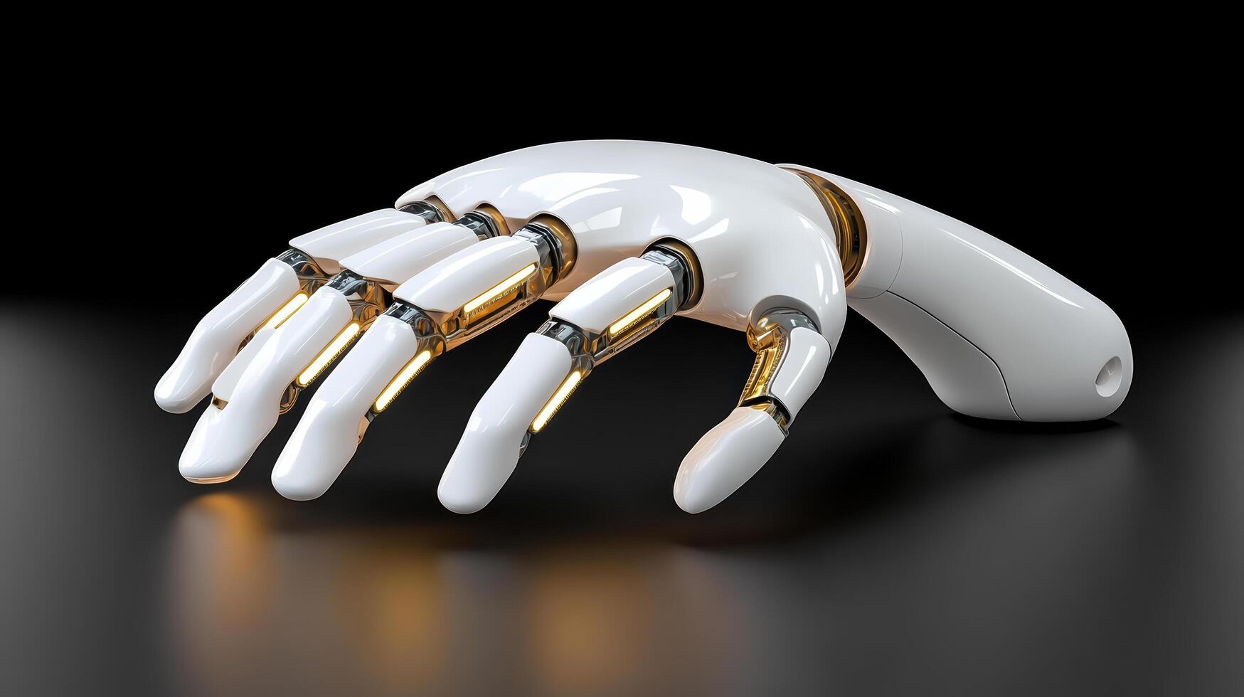 A robotic hand with a glowing light on it photo