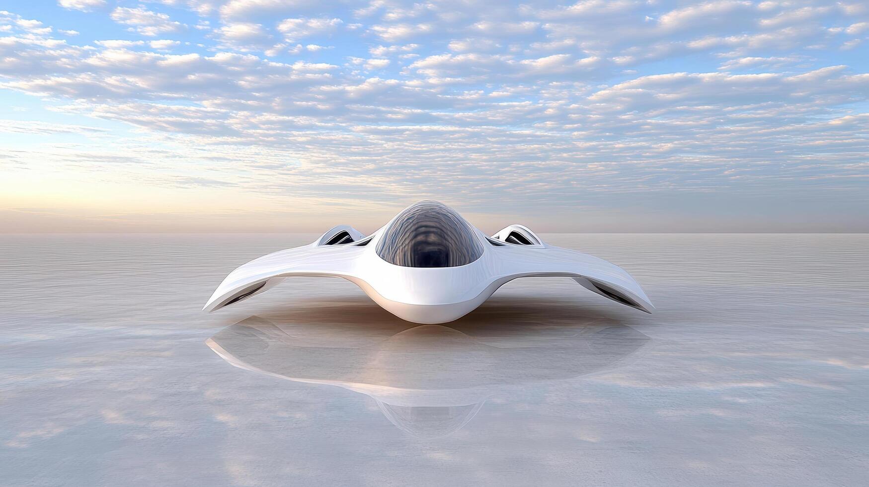 A futuristic vehicle is sitting on the ground photo