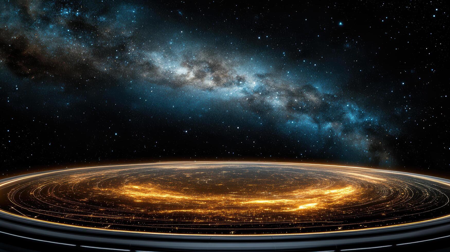 The milky way in space with a ring around it photo