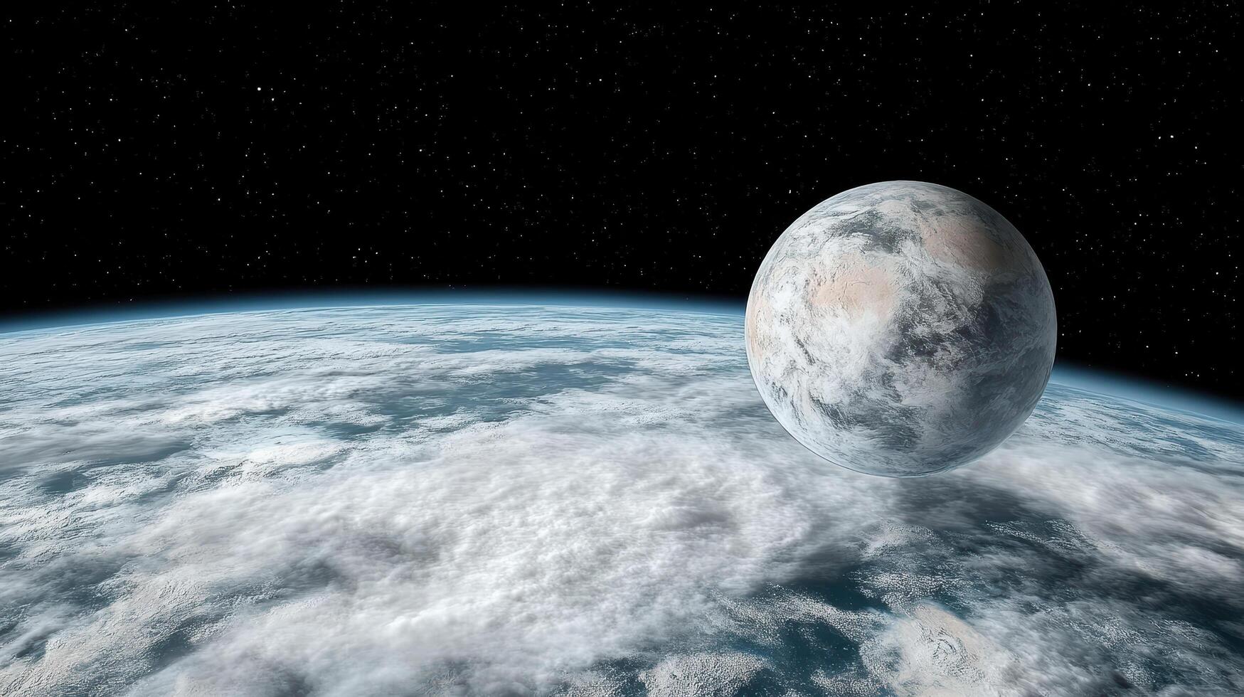 An artist's rendering of an earth with a large object in the sky photo
