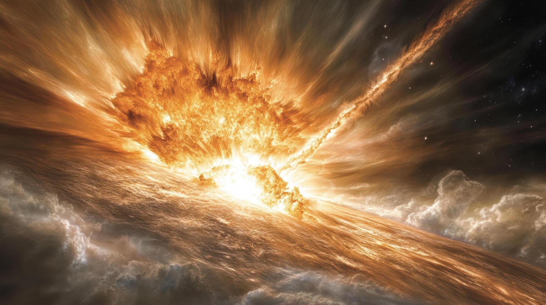 An artist's rendering of a large explosion in space photo