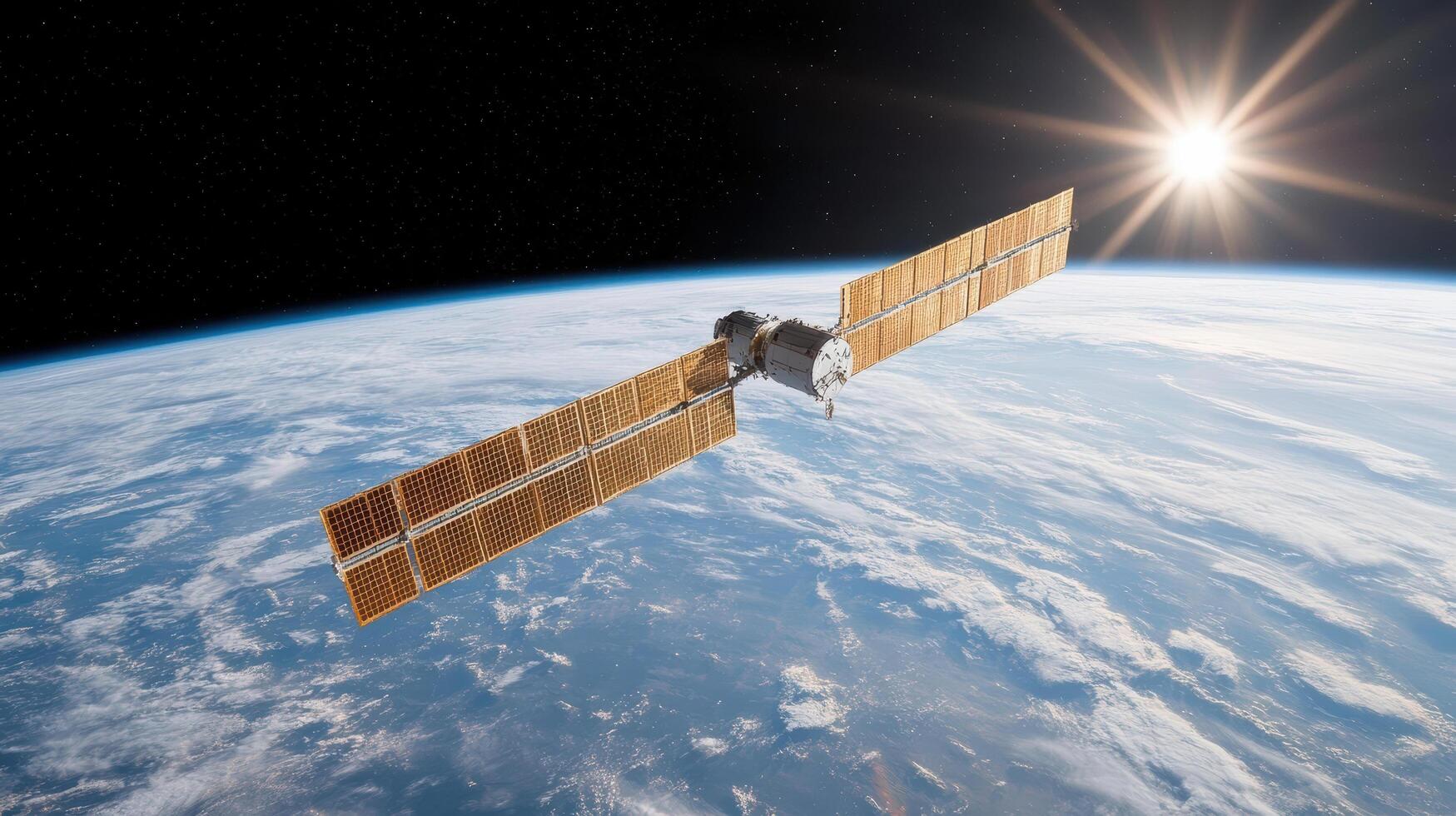 Space station in orbit over earth elements of this image furnished by nasa photo