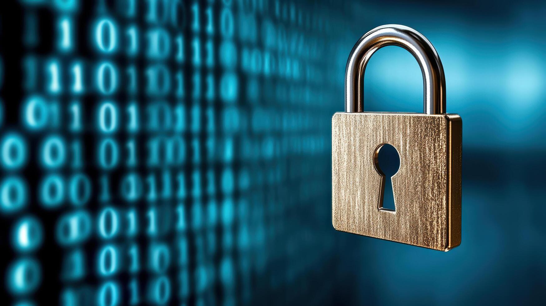 Secure padlock symbolizing cybersecurity and data protection photo