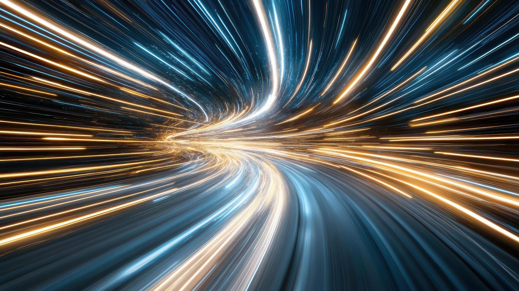 Dynamic light trails create sense of speed and motion in this abstract image photo