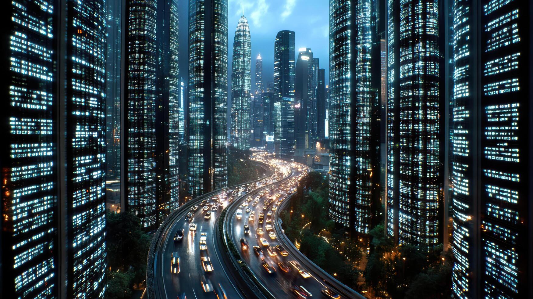 A city street with cars driving on it photo