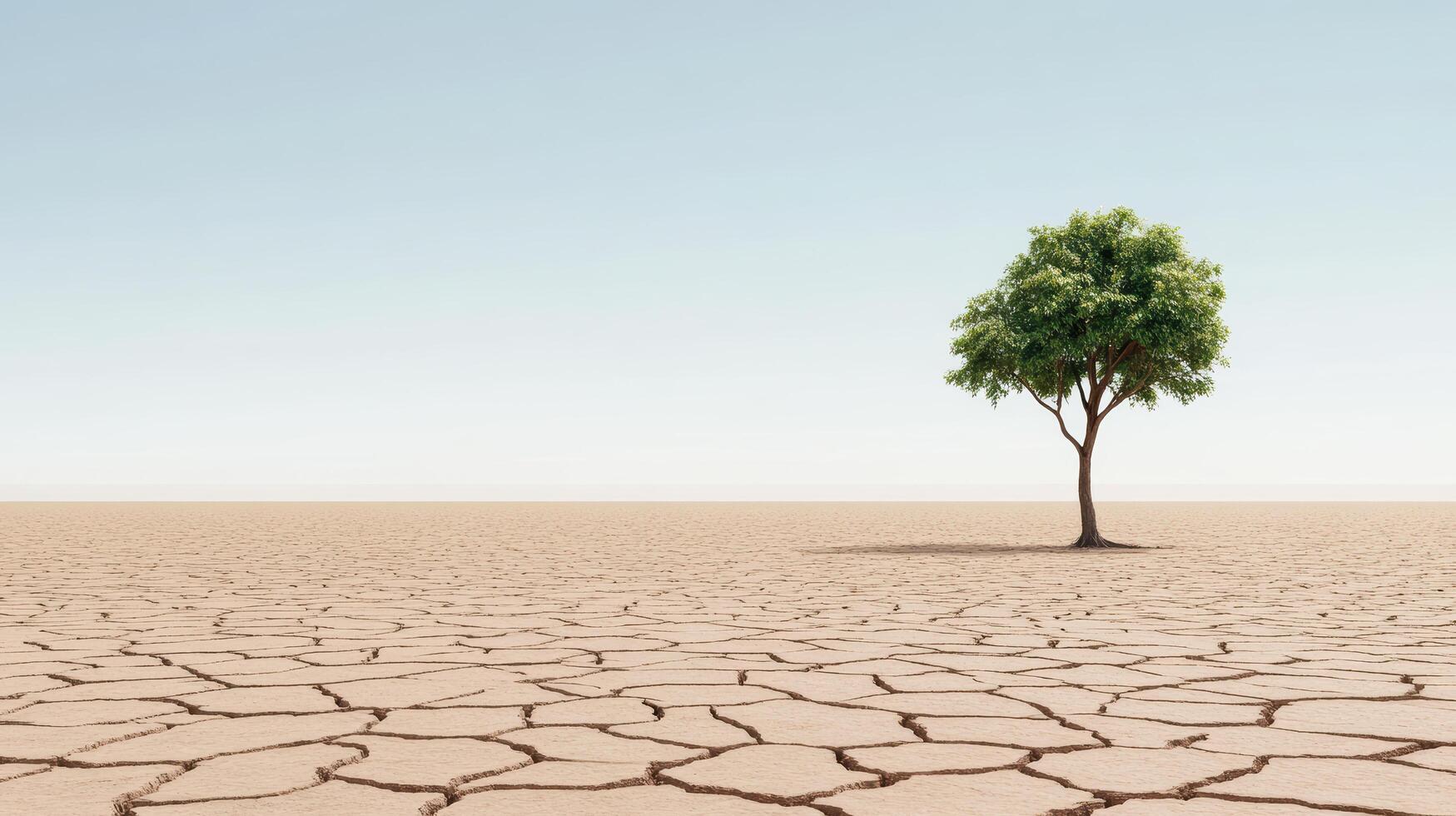 solitary tree stands resilient in barren landscape, symbolizing hope photo