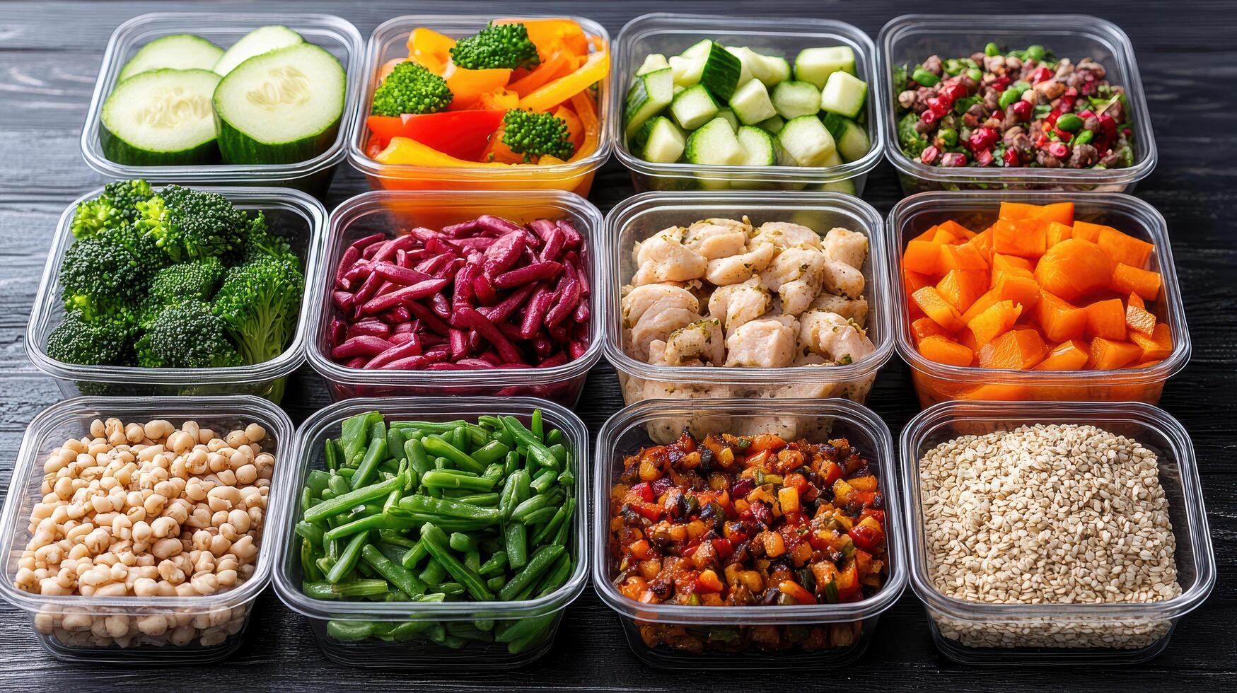 A variety of different foods in plastic containers photo