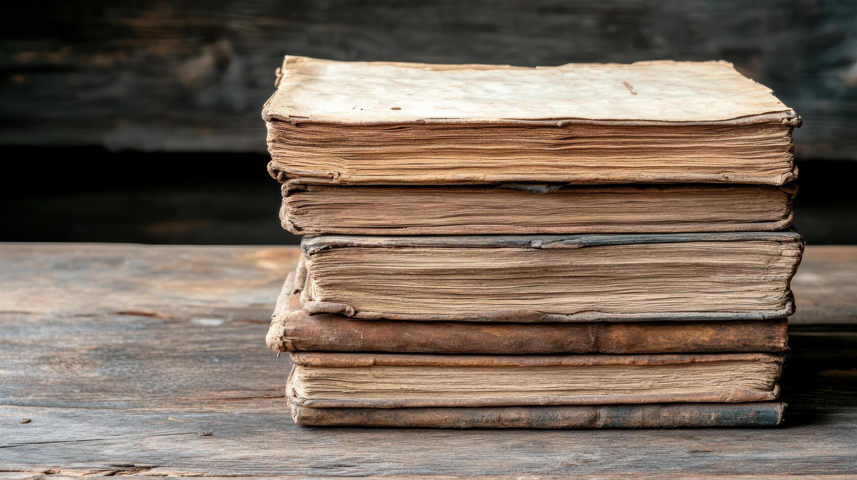 Old books on a wooden table photo