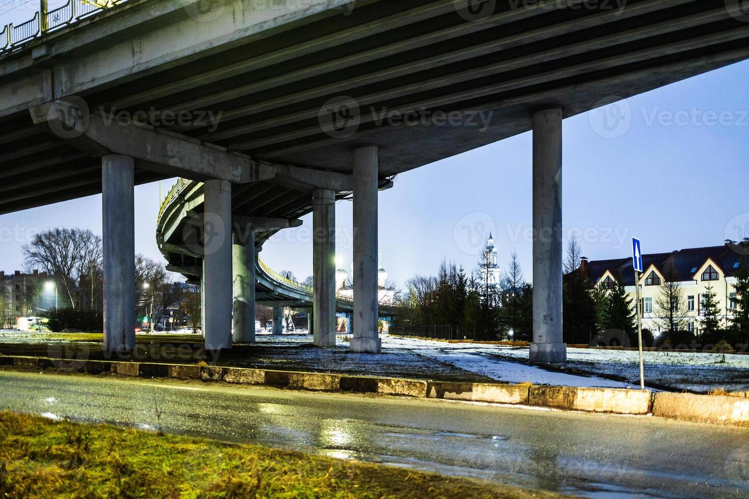 bottom view of bridge on embankment in Kostroma photo