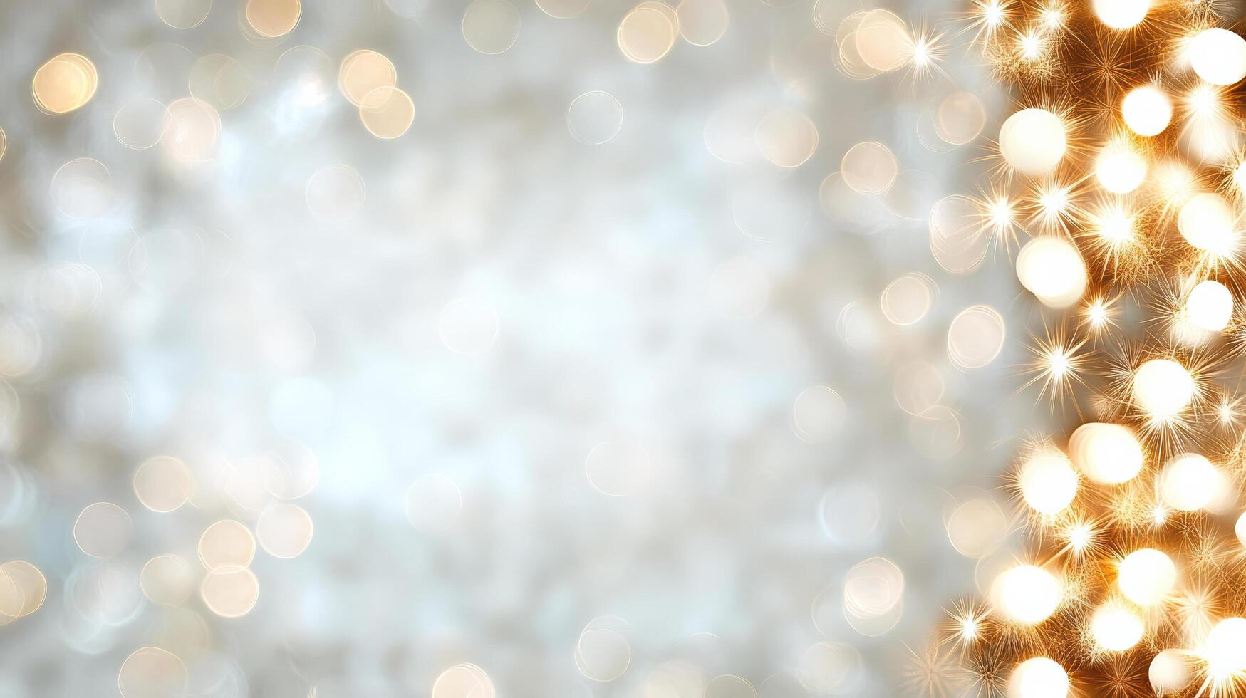 Soft golden bokeh lights create dreamy, festive background effect photo