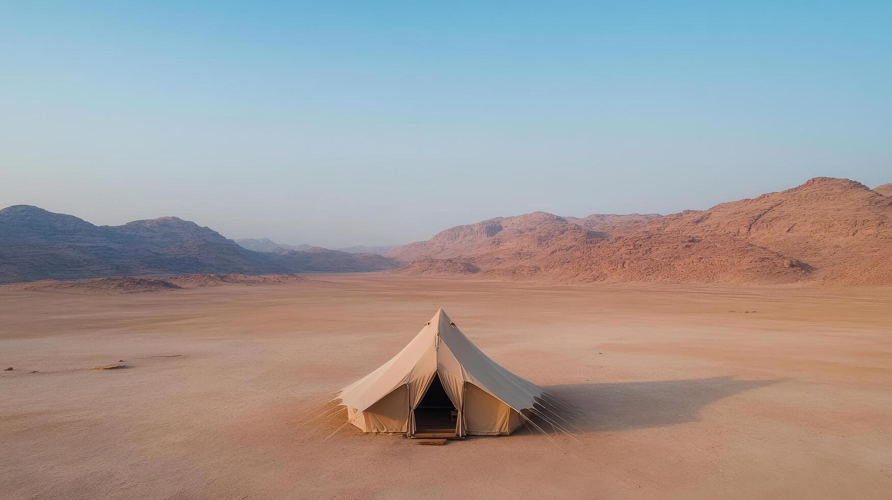 serene desert landscape featuring large tent, promoting ethical tourism in remote area photo