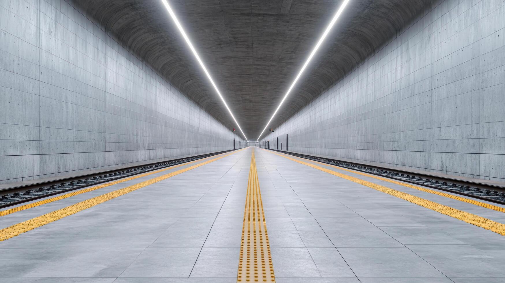 modern underground train station with sleek concrete walls and bright lighting creates photo