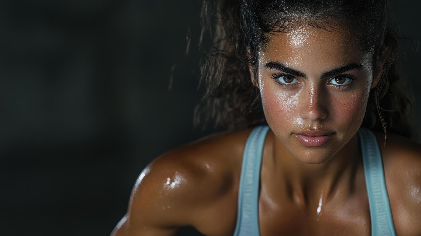 Strong girl in workout pose, showcasing determination and strength photo