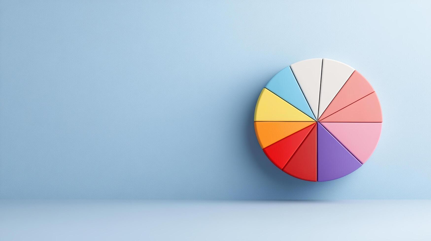 colorful pie chart representing diverse segments against light blue background photo