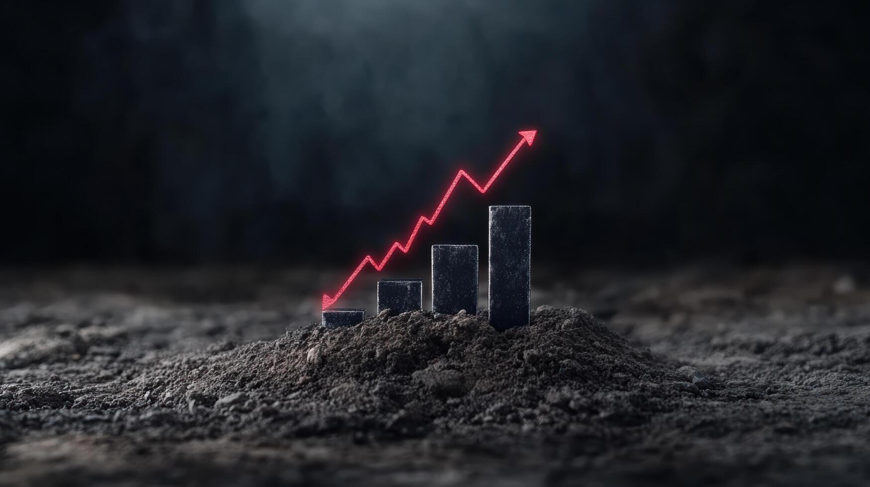 Rising financial bar charts symbolize growth and success in dark environment photo
