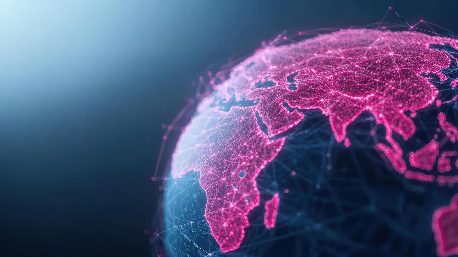 vibrant globe illustration showcasing interconnected data points pink hues, symbolizing global photo