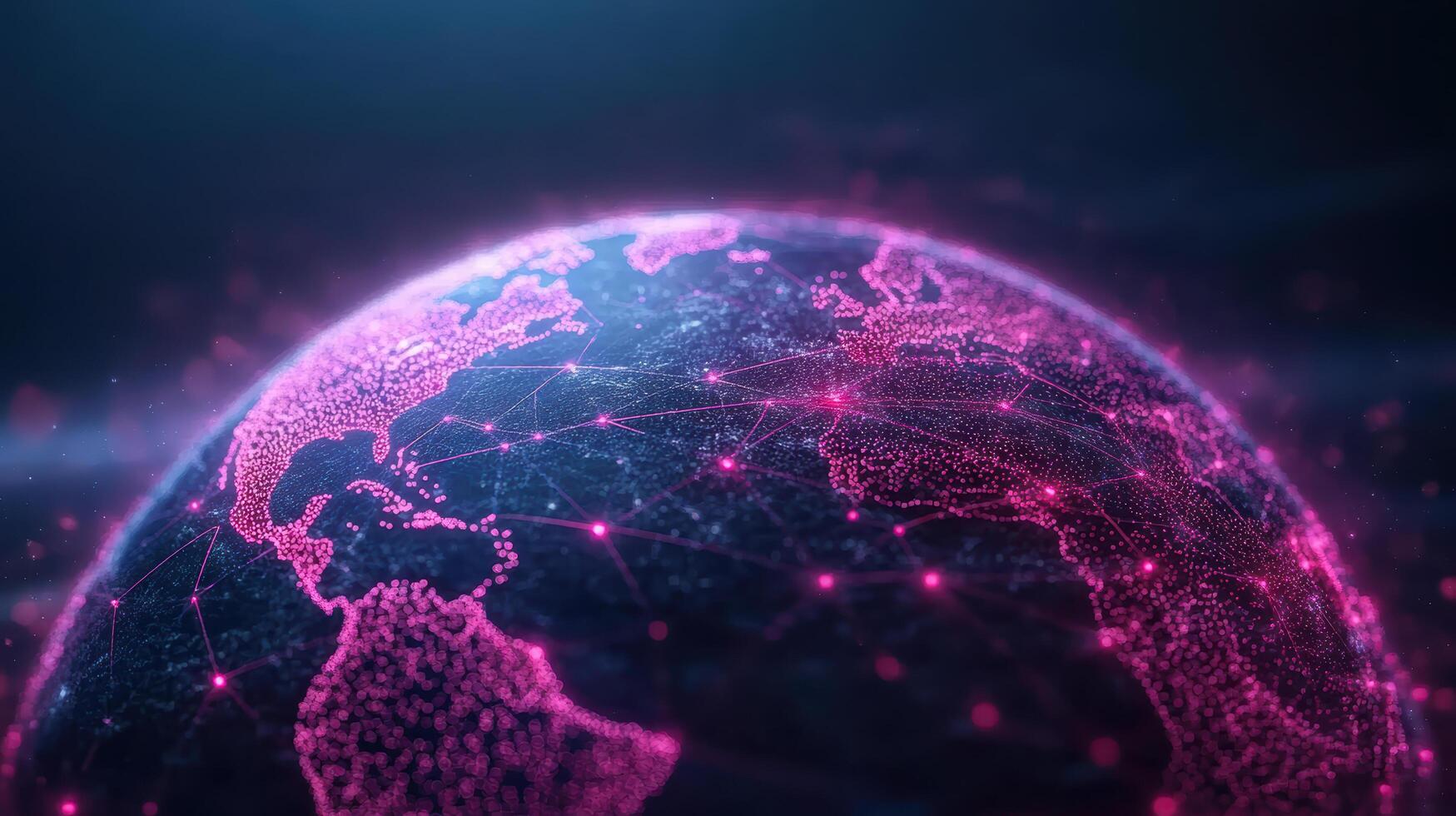 vibrant globe interconnected with data points, showcasing digital network photo