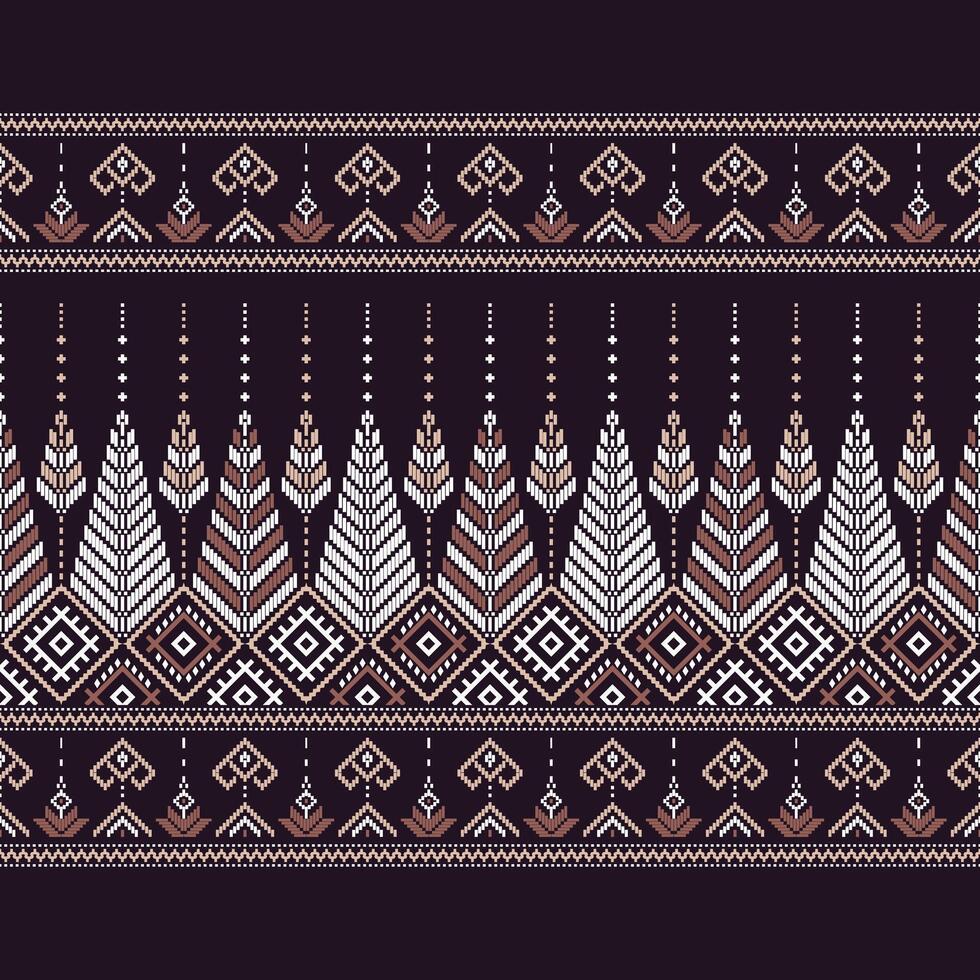 Earth tone pixel art brown border seamless pattern for decorations, fabric prints, textile texture, and other digital prints vector
