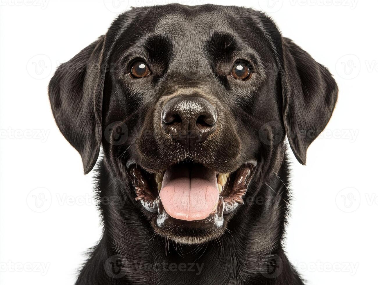 Black Labrador retriever with friendly expression indoors photo