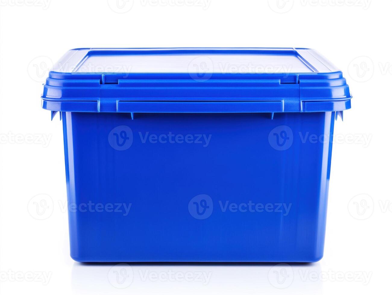 Bright blue storage container with a secure lid for organization photo