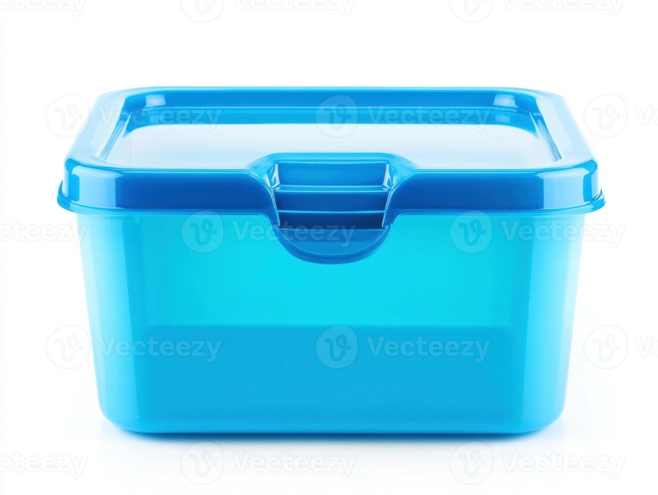 Durable blue plastic storage container with lid for organization photo