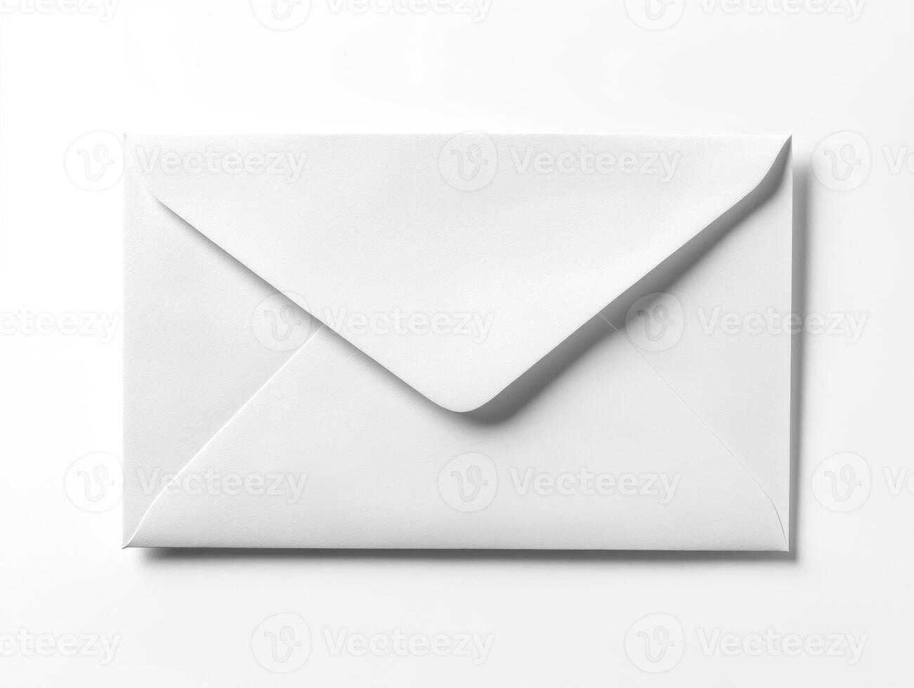 White envelope placed on a clean surface ready for mailing photo